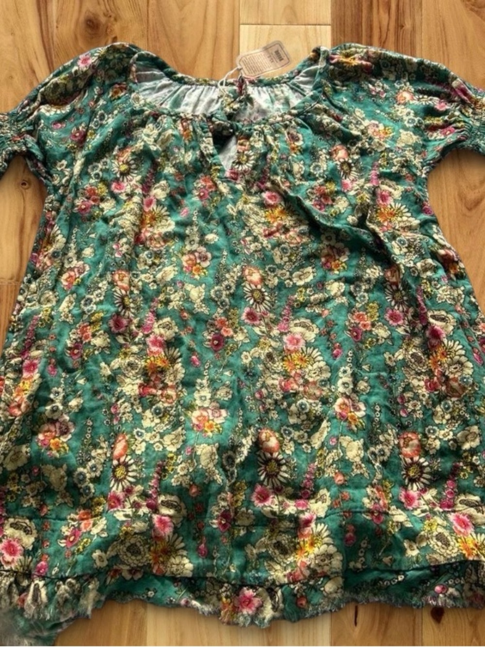 NATURAL LIFE Teal Floral Mini Dress/Tunic NWT